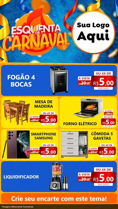 Modelo de TV para TV Vertical com o tema Esquenta de Carnaval para Móveis e Eletro