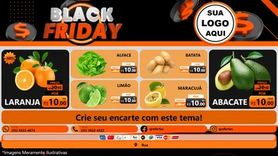 Modelo de TV para TV Horizontal com o tema Black Friday para Hortifrúti