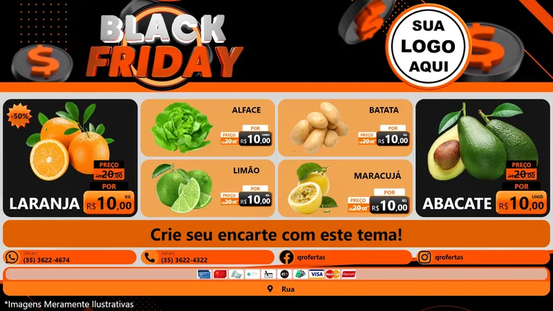 Modelo de TV para TV Horizontal com o tema Black Friday para Hortifrúti