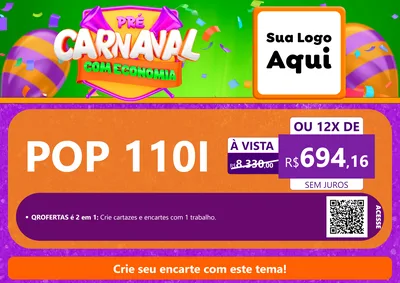Modelo de Cartaz para Cartaz A4 Horizontal com o tema Pré-Carnaval Com Economia para Concessionaria de Motos