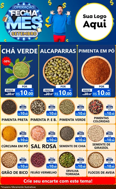Modelo de Encarte para Encarte Grande com o tema Operação Fecha Mês Setembro para Produtos Naturais