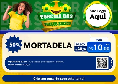 Modelo de Cartaz para Cartaz A4 Horizontal com o tema Torcida dos Preços Baixos - Copa para Frios e Laticínios