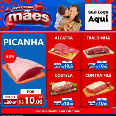 Modelo de Rede Social para Feed Facebook com o tema Promoção das Mães para Açougue
