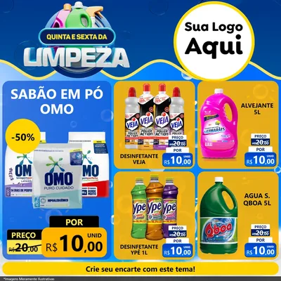 Modelo de Rede Social para Feed Facebook com o tema Quinta e Sexta da Limpeza para Produtos de Limpeza