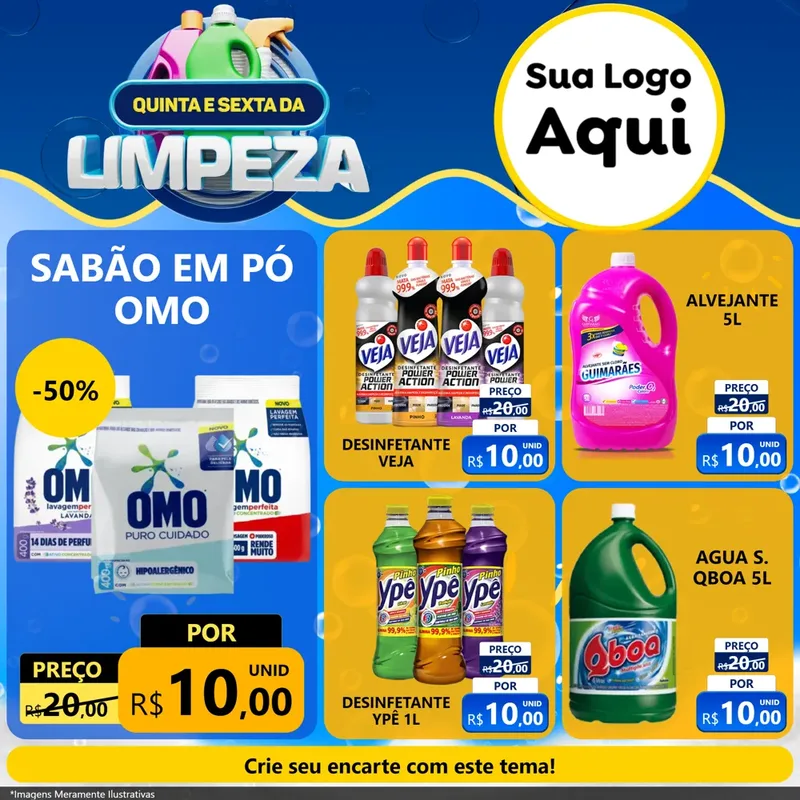 Modelo de Rede Social para Feed Facebook com o tema Quinta e Sexta da Limpeza para Produtos de Limpeza