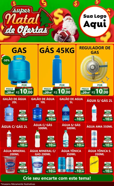 Modelo de Encarte para Encarte Grande com o tema Super Natal de Ofertas para Água e gás