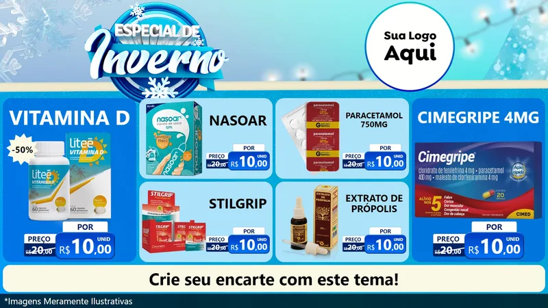 Modelo de TV para TV Horizontal com o tema Especial de Inverno para Farmácia