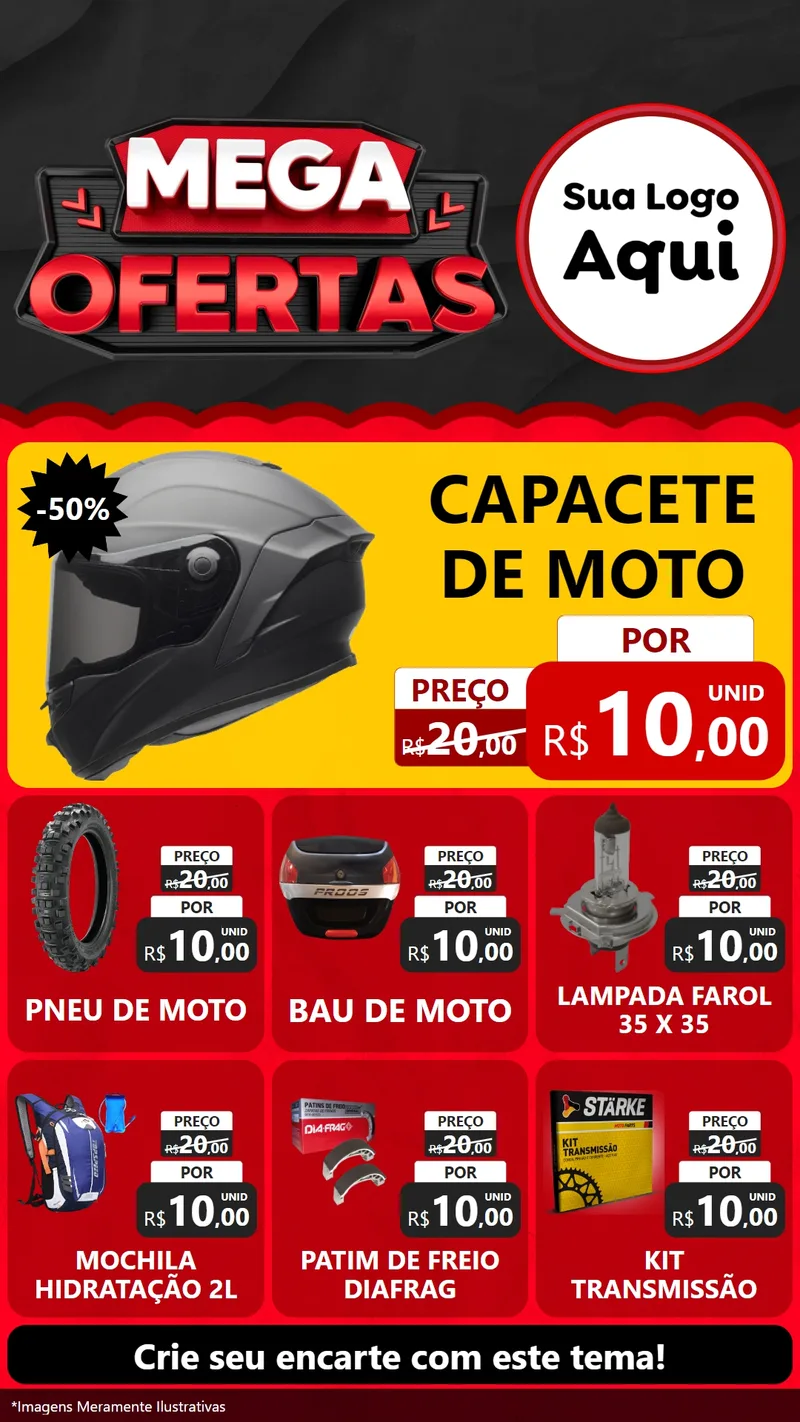 Modelo de Rede Social para Stories com o tema Mega Ofertas - Motopeças para Moto peças
