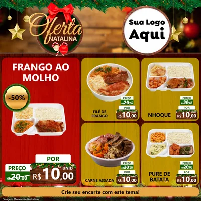 Modelo de Rede Social para Feed Facebook com o tema Ofertas Natalina para Restaurante