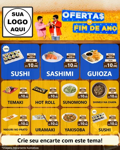 Modelo de Rede Social para Feed Instagram com o tema Ofertas de Fim de Ano para Comida japonesa