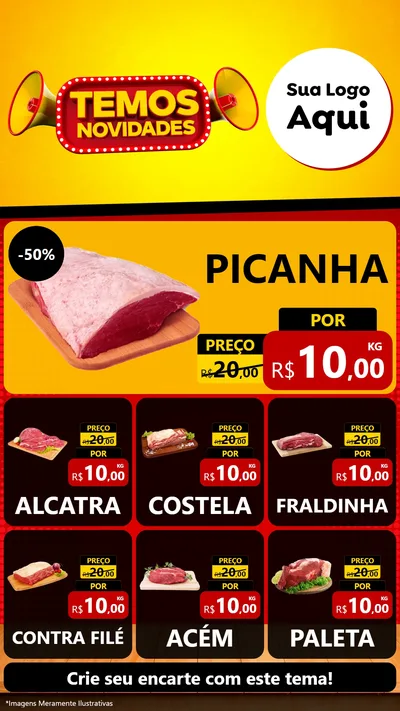 Modelo de Rede Social para Stories com o tema Temos Novidades para Açougue