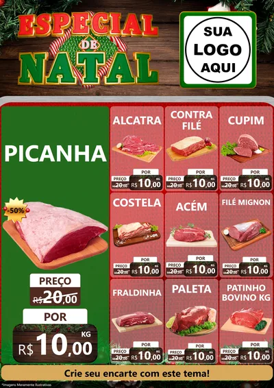 Modelo de Encarte para Encarte A4 Vertical com o tema Especial de Natal para Açougue