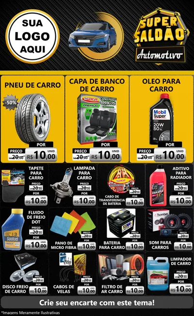Modelo de Encarte para Encarte Grande com o tema Super Saldão Automotivo para Auto peças
