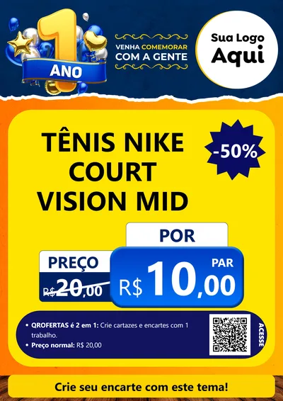 Modelo de Cartaz para Cartaz A4 Vertical com o tema Um Ano de Aniversário para Calçados