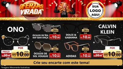 Modelo de TV para TV Horizontal com o tema Ofertas da Virada para Óticas
