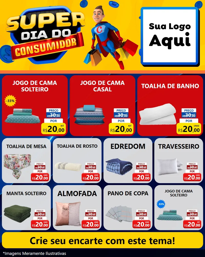 Modelo de Rede Social para Feed Instagram com o tema Super Dia do Consumidor para Cama, Mesa e Banho