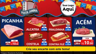 Modelo de TV para TV Horizontal com o tema Festa Junina para Açougue
