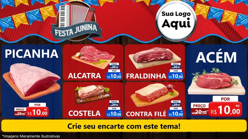 Modelo de TV para TV Horizontal com o tema Festa Junina para Açougue