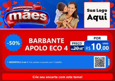 Modelo de Cartaz para Cartaz A4 Horizontal com o tema Promoção das Mães para Armarinho e Aviamentos