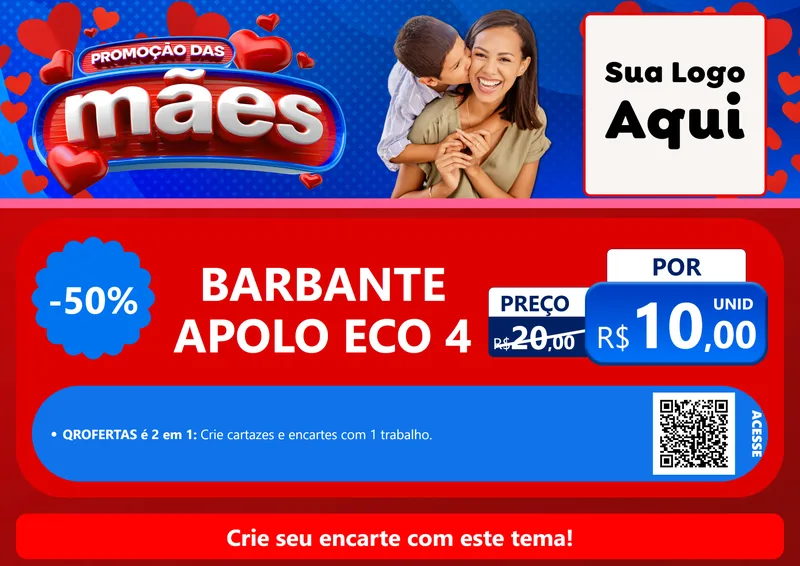 Modelo de Cartaz para Cartaz A4 Horizontal com o tema Promoção das Mães para Armarinho e Aviamentos