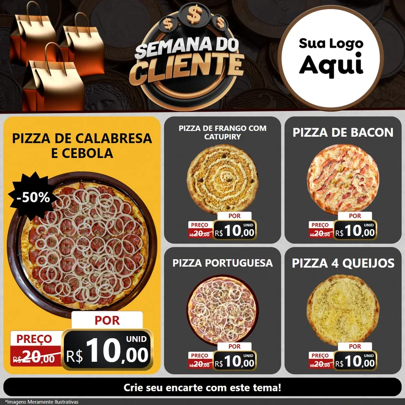 Modelo de Rede Social para Feed Facebook com o tema Semana do Cliente para Pizzaria