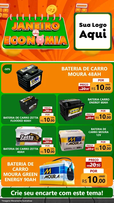 Modelo de TV para TV Vertical com o tema Janeiro da Economia para Baterias Elétricas