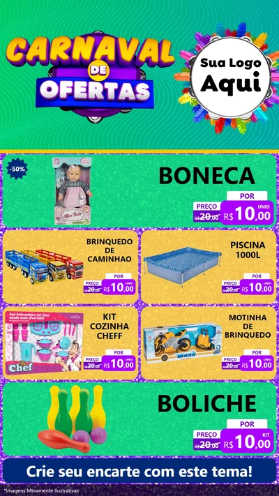 Modelo de TV para TV Vertical com o tema Carnaval de Ofertas para Brinquedos