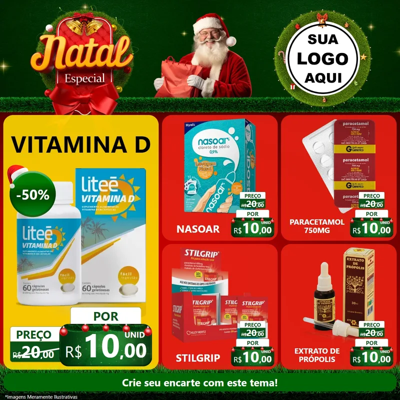 Modelo de Rede Social para Feed Facebook com o tema Natal Especial para Farmácia