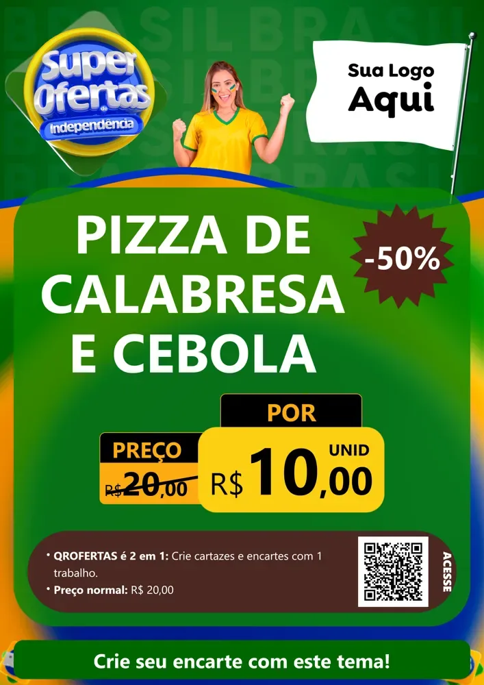 Modelo de Cartaz para Cartaz A4 Vertical com o tema Super Ofertas de Independência para Pizzaria