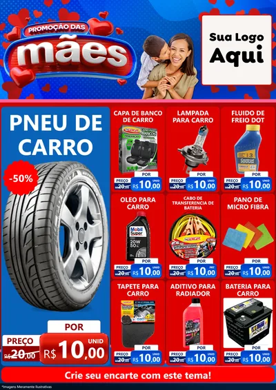 Modelo de Encarte para Encarte A4 Vertical com o tema Promoção das Mães para Auto peças