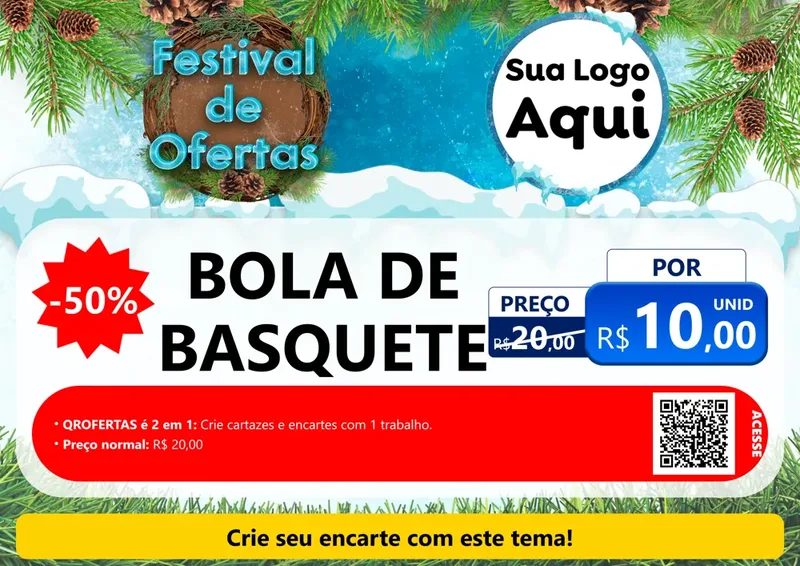 Modelo de Cartaz para Cartaz A4 Horizontal com o tema Festival de Ofertas - Inverno para Artigos Esportivos