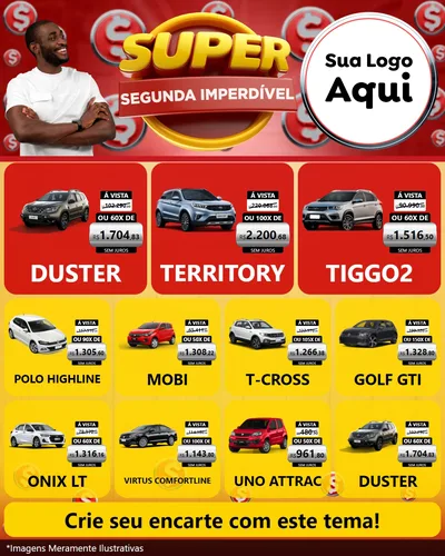 Modelo de Rede Social para Feed Instagram com o tema Super Segunda Imperdível para Concessionaria de Carros