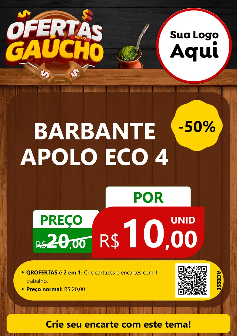 Modelo de Cartaz para Cartaz A4 Vertical com o tema Ofertas Dia do Gaúcho para Armarinho e Aviamentos