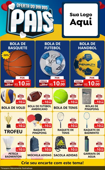 Modelo de Encarte para Encarte Grande com o tema Oferta Do Dia Dos Pais para Artigos Esportivos