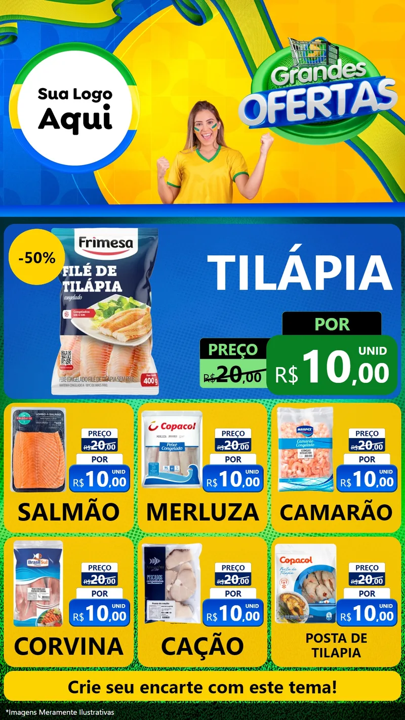 Modelo de Rede Social para Stories com o tema Grandes Ofertas para Peixaria