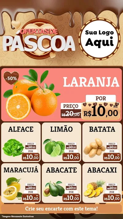 Modelo de Rede Social para Stories com o tema Ofertas de Páscoa para Hortifrúti