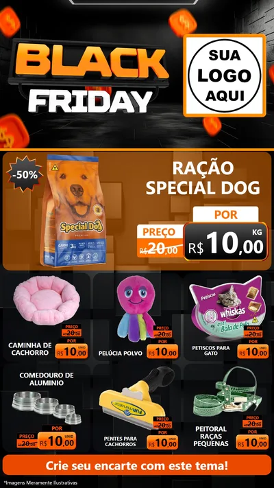 Modelo de Rede Social para Stories com o tema Black Friday para Pet Shop