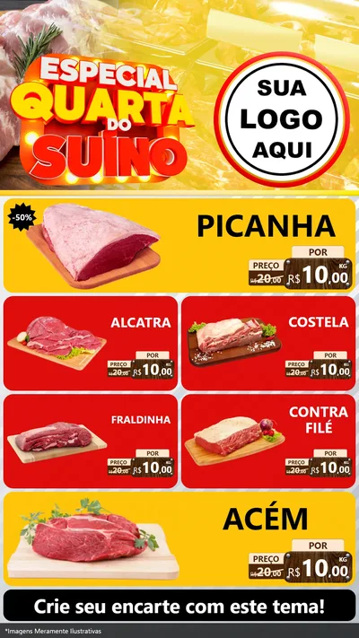 Modelo de TV para TV Vertical com o tema Especial Quarta do Suíno para Açougue