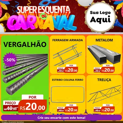 Modelo de Rede Social para Feed Facebook com o tema Super Esquenta de Carnaval para Ferragens