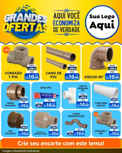 Modelo de Rede Social para Feed Instagram com o tema Grandes Ofertas para Tubos e conexões