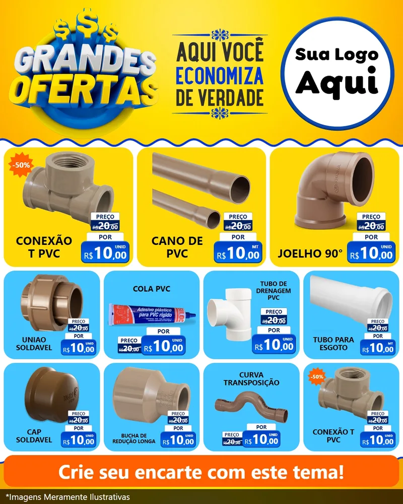 Modelo de Rede Social para Feed Instagram com o tema Grandes Ofertas para Tubos e conexões