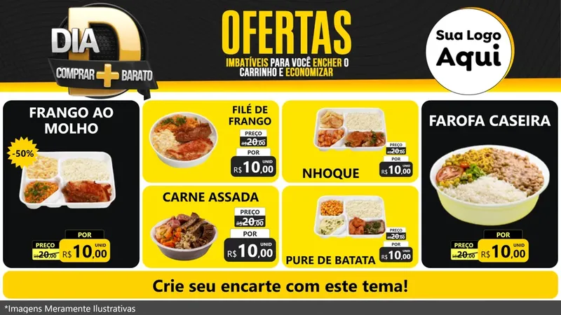 Modelo de TV para TV Horizontal com o tema Dia D Mais Economia para Restaurante