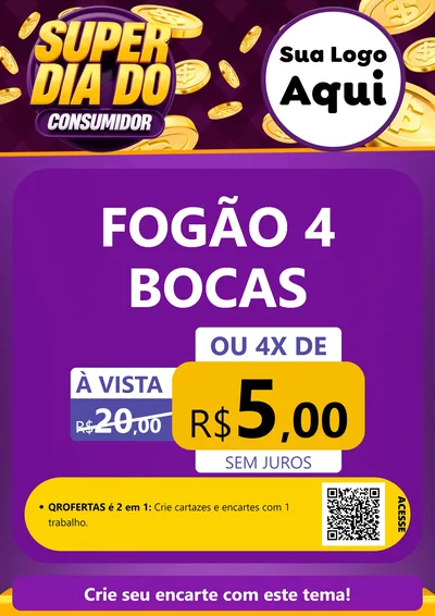 Modelo de Cartaz para Cartaz A4 Vertical com o tema Super Dia do Consumidor para Móveis e Eletro