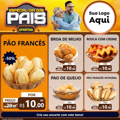 Modelo de Rede Social para Feed Facebook com o tema Especial Dia dos Pais para Padaria