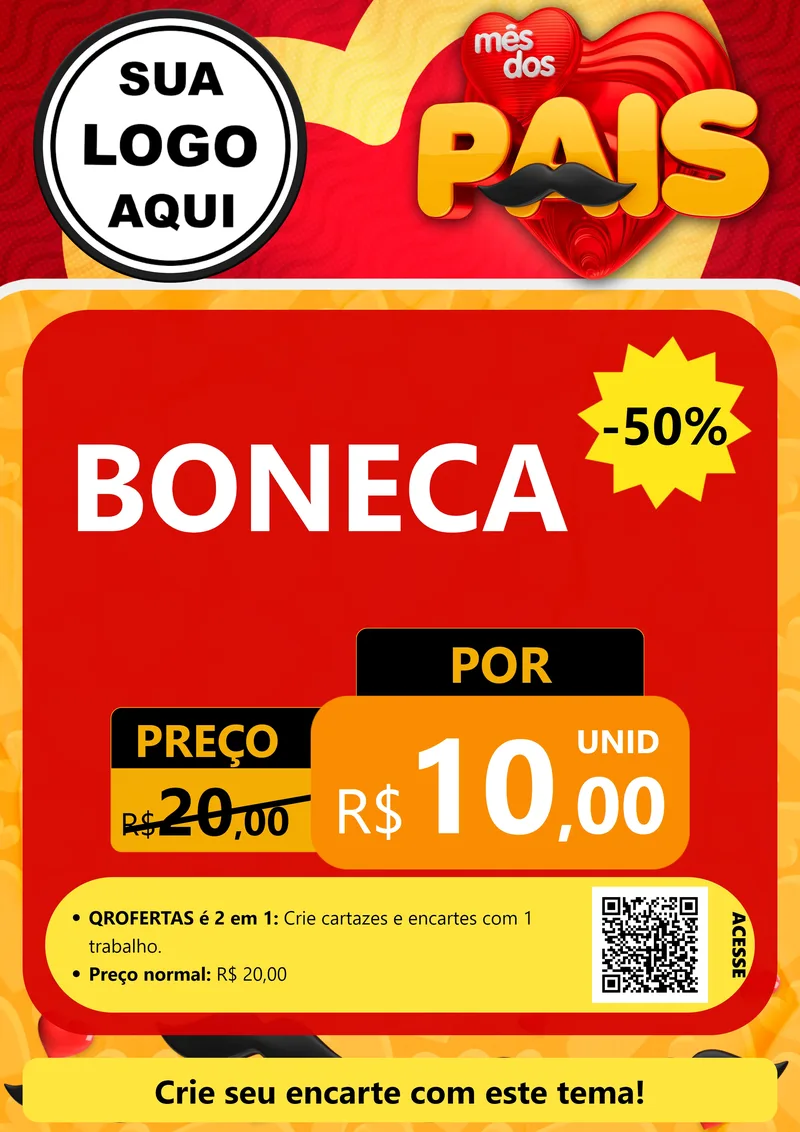 Modelo de Cartaz para Cartaz A4 Vertical com o tema Mês Dos Pais para Brinquedos