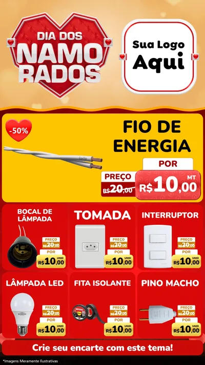 Modelo de Rede Social para Stories com o tema Dia dos Namorados para Materiais Elétricos