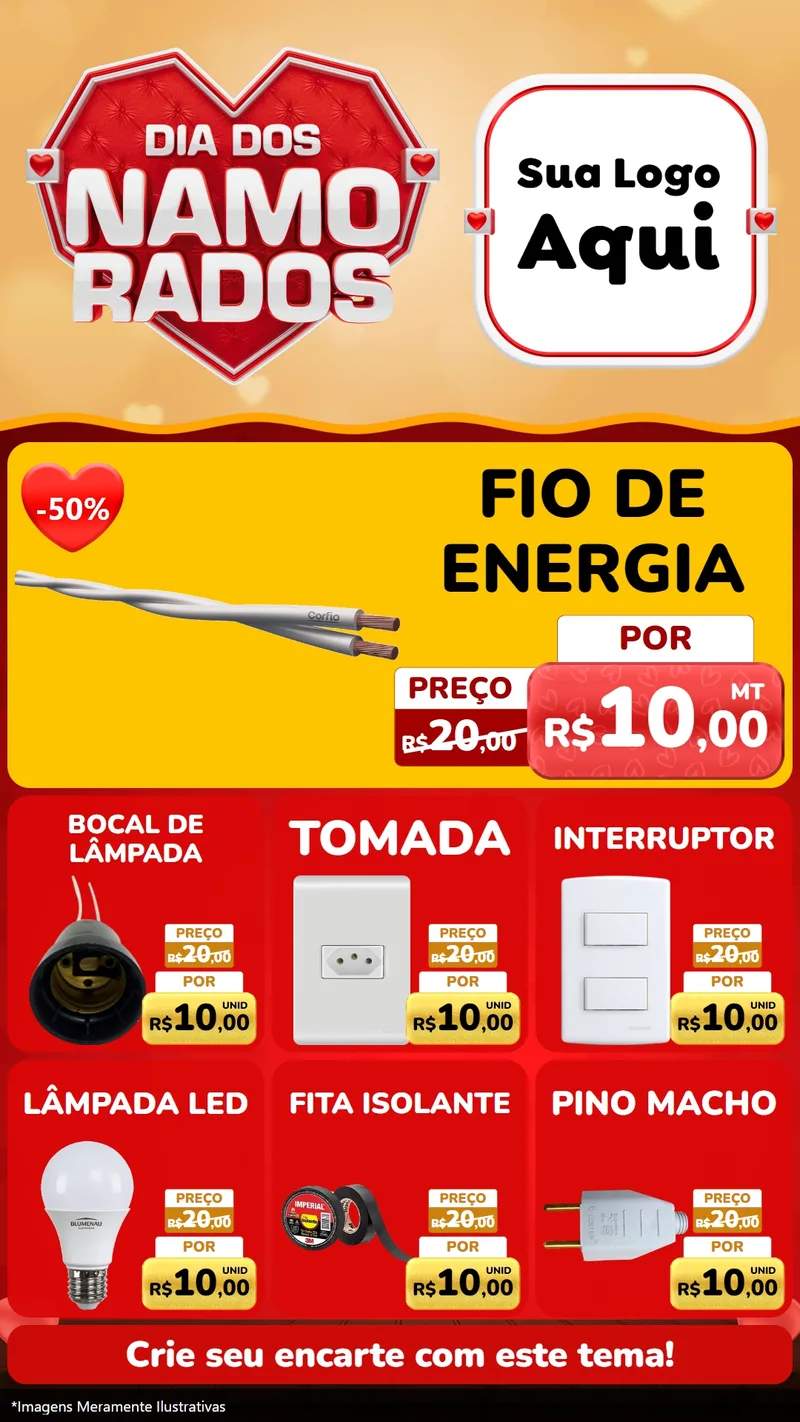 Modelo de Rede Social para Stories com o tema Dia dos Namorados para Materiais Elétricos