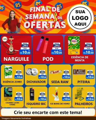 Modelo de Rede Social para Feed Instagram com o tema Final de Semana de Ofertas para Tabacaria