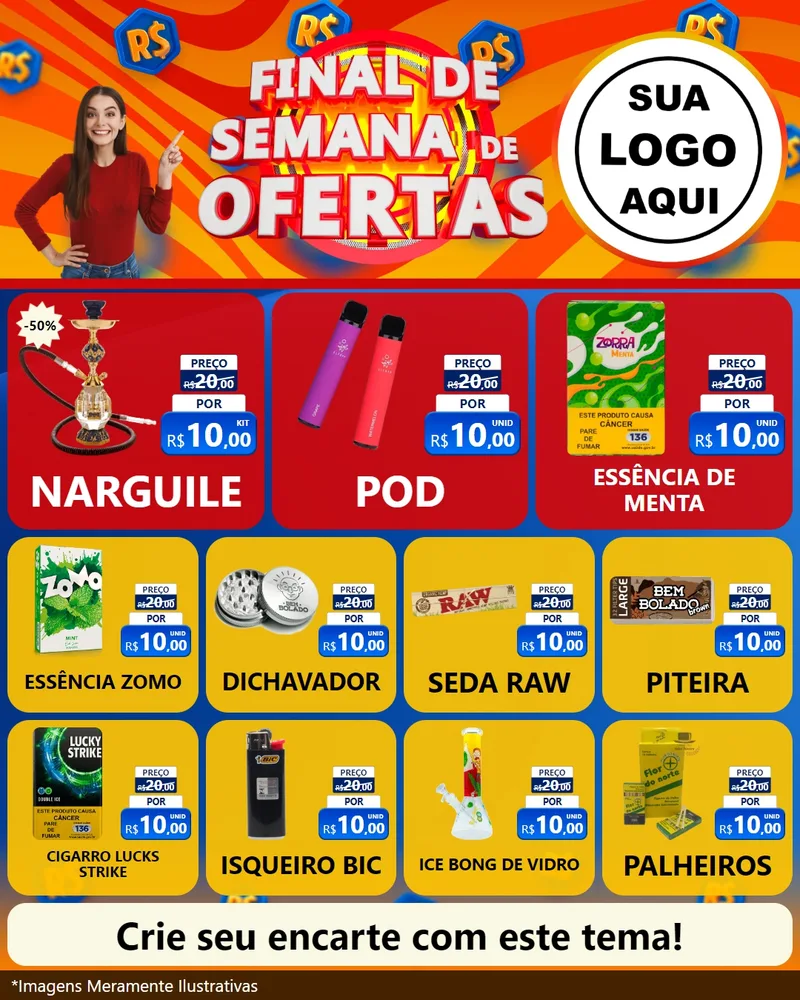 Modelo de Rede Social para Feed Instagram com o tema Final de Semana de Ofertas para Tabacaria