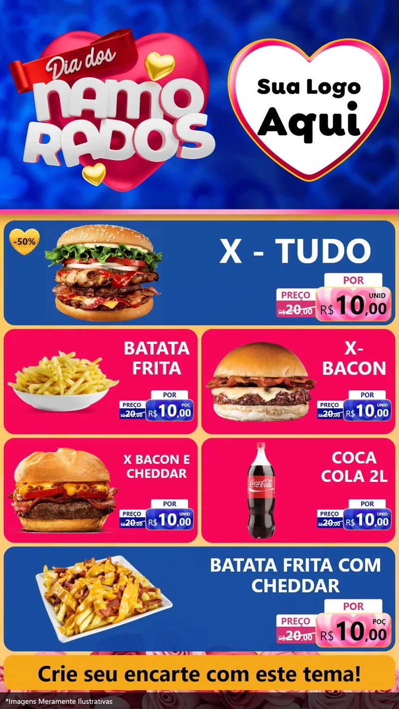 Modelo de TV para TV Vertical com o tema Dia dos namorados para Hamburgueria
